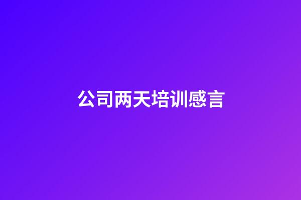 公司两天培训感言