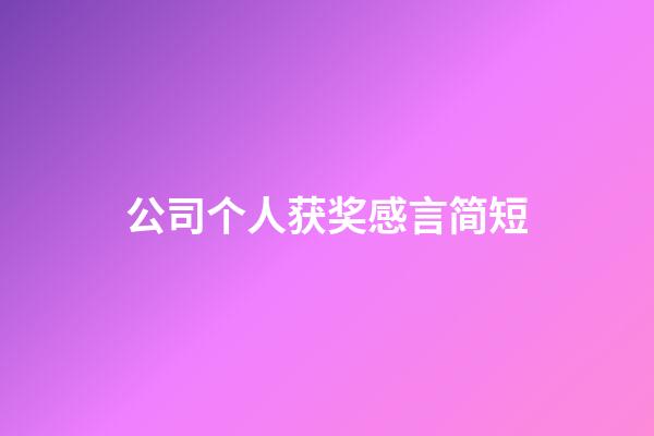 公司个人获奖感言简短