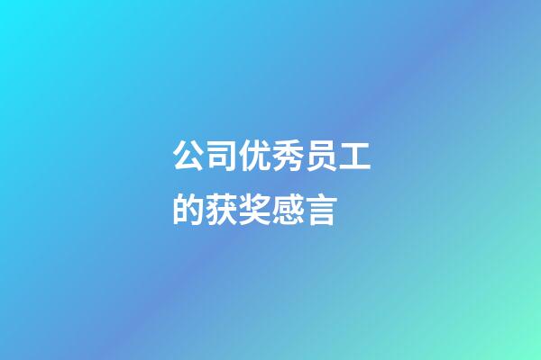 公司优秀员工的获奖感言