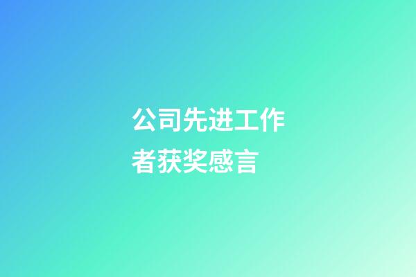 公司先进工作者获奖感言