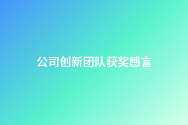 公司创新团队获奖感言