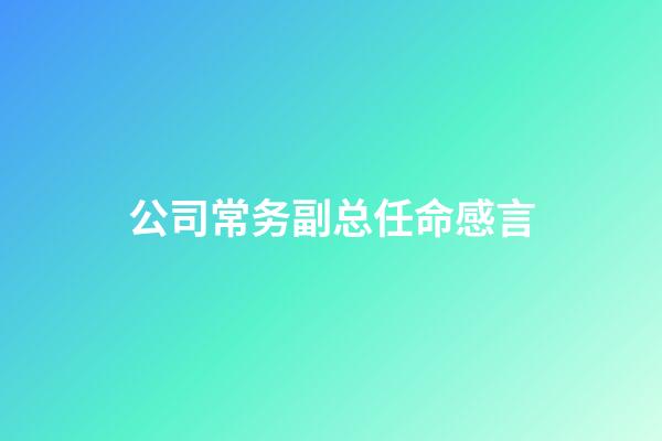 公司常务副总任命感言