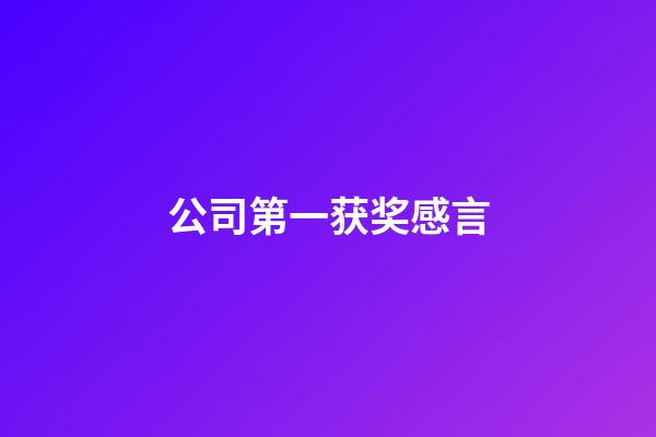 公司第一获奖感言