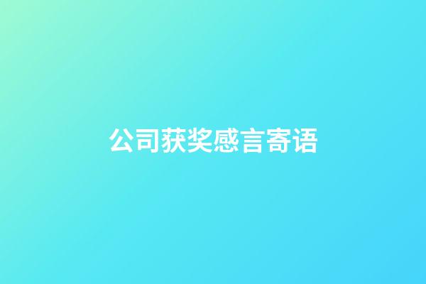 公司获奖感言寄语