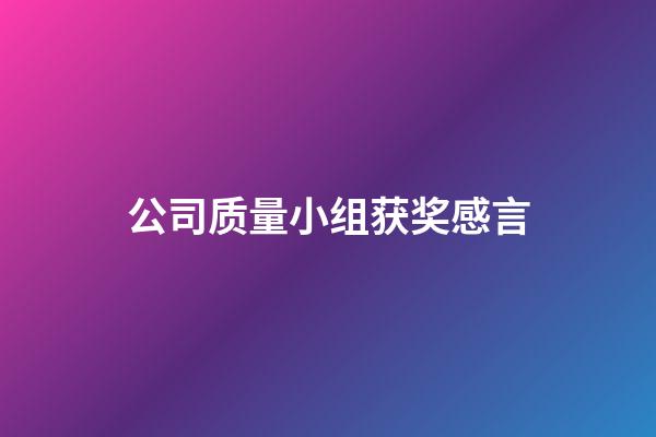 公司质量小组获奖感言