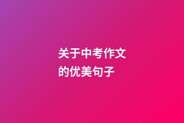 关于中考作文的优美句子