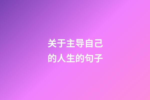 关于主导自己的人生的句子