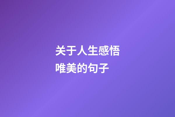 关于人生感悟唯美的句子