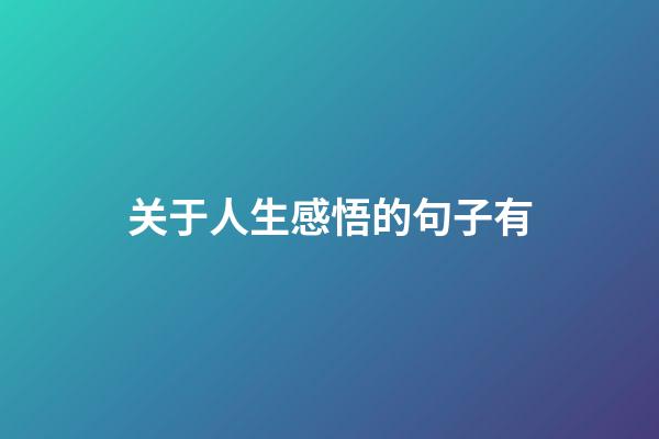 关于人生感悟的句子有