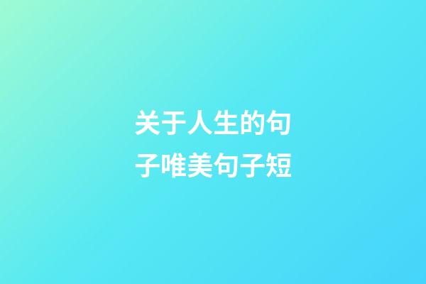 关于人生的句子唯美句子短