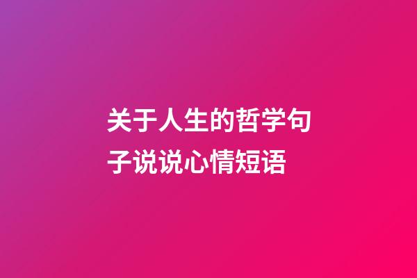 关于人生的哲学句子说说心情短语
