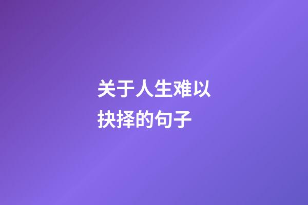 关于人生难以抉择的句子