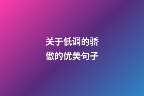 关于低调的骄傲的优美句子
