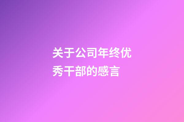 关于公司年终优秀干部的感言