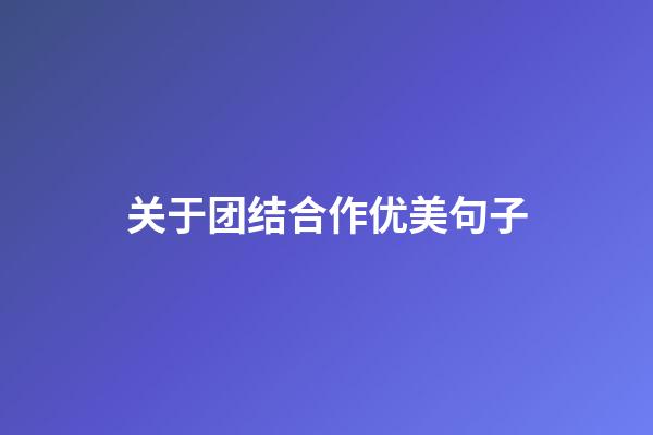 关于团结合作优美句子