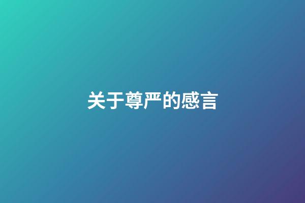 关于尊严的感言