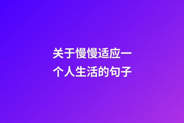 关于慢慢适应一个人生活的句子