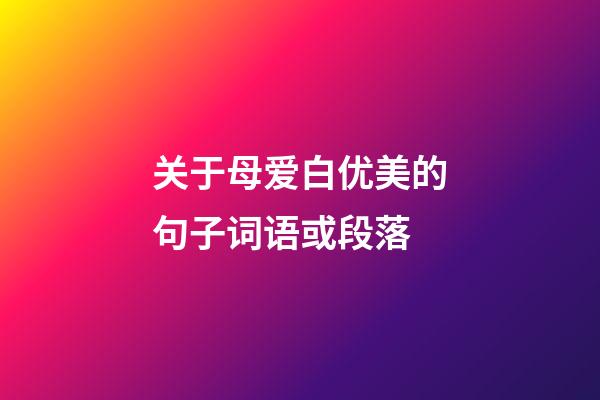 关于母爱白优美的句子词语或段落
