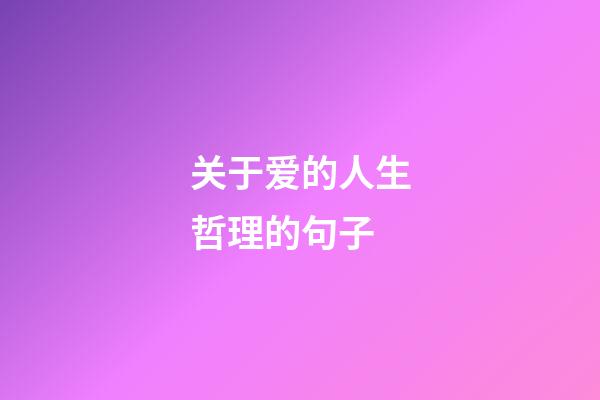 关于爱的人生哲理的句子