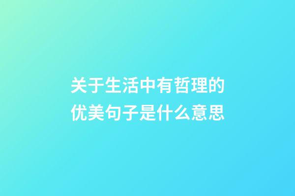 关于生活中有哲理的优美句子是什么意思