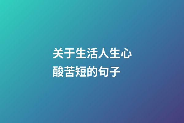 关于生活人生心酸苦短的句子