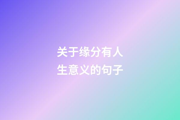 关于缘分有人生意义的句子
