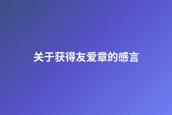 关于获得友爱章的感言
