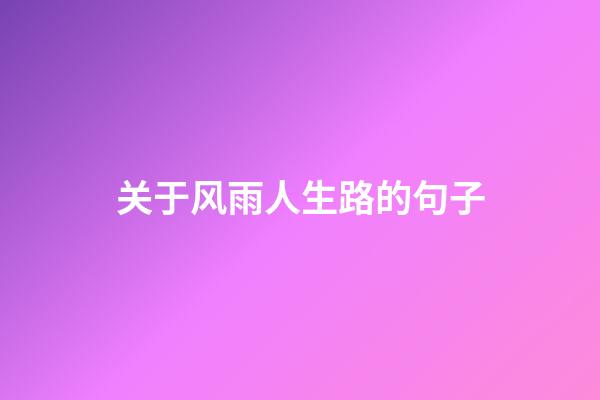 关于风雨人生路的句子