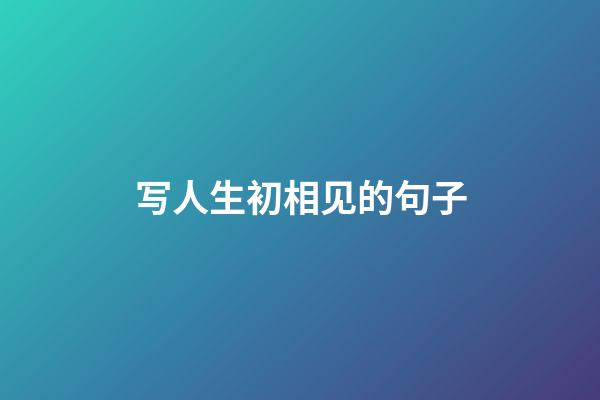 写人生初相见的句子