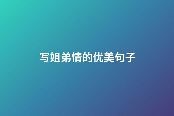 写姐弟情的优美句子