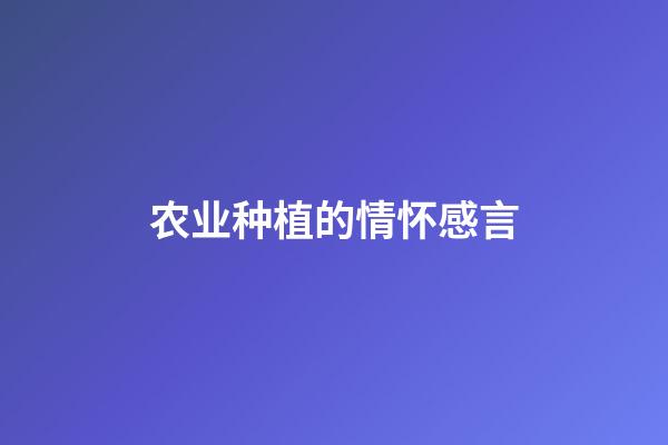 农业种植的情怀感言