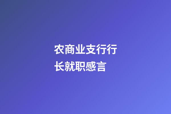 农商业支行行长就职感言
