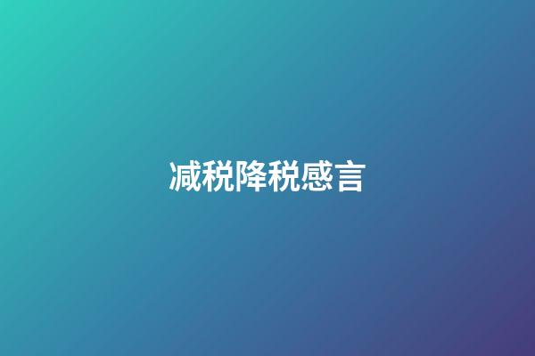 减税降税感言