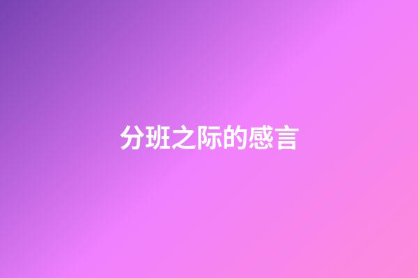 分班之际的感言