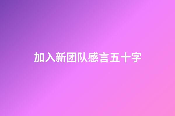 加入新团队感言五十字