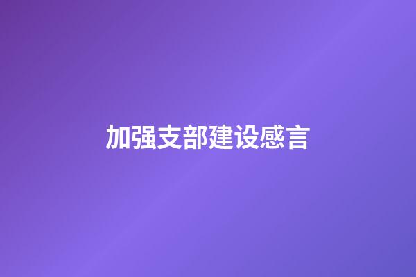 加强支部建设感言