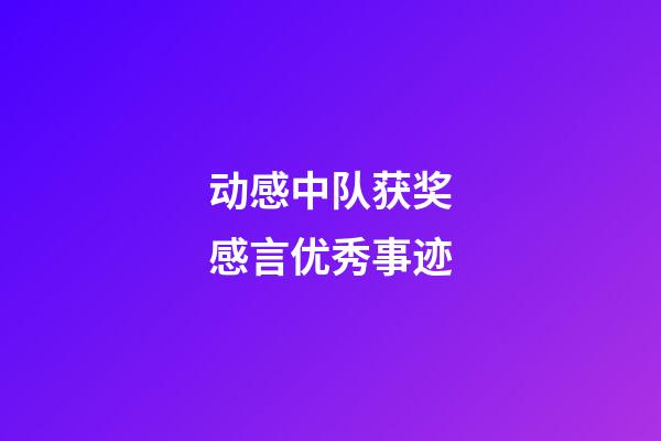 动感中队获奖感言优秀事迹