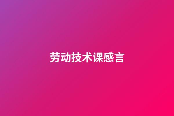 劳动技术课感言