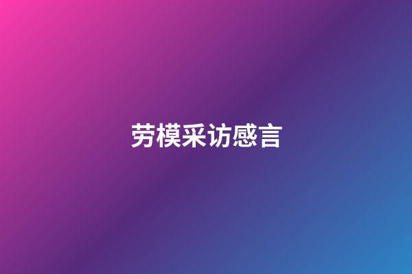 劳模采访感言