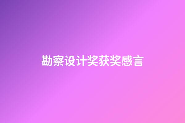 勘察设计奖获奖感言