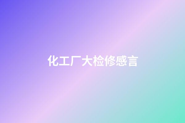 化工厂大检修感言