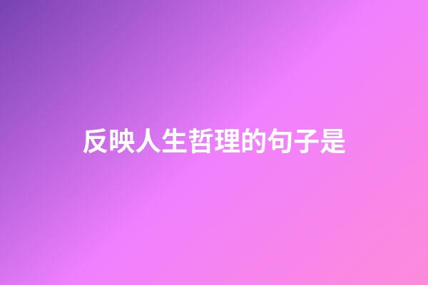 反映人生哲理的句子是