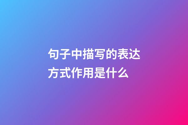 句子中描写的表达方式作用是什么