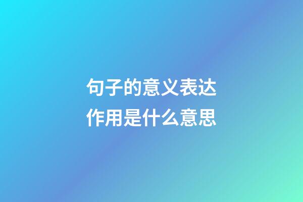 句子的意义表达作用是什么意思