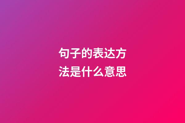 句子的表达方法是什么意思
