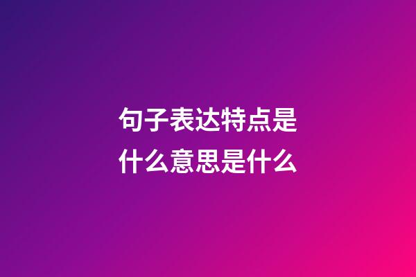 句子表达特点是什么意思是什么
