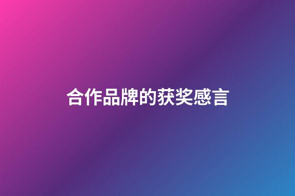 合作品牌的获奖感言