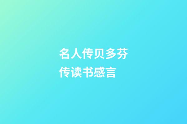 名人传贝多芬传读书感言