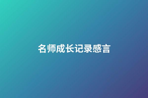名师成长记录感言