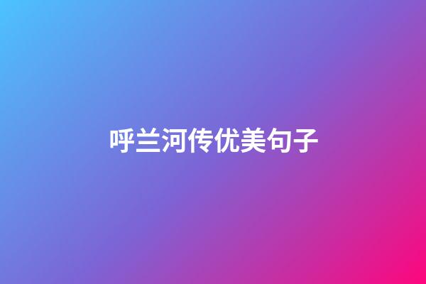 呼兰河传优美句子